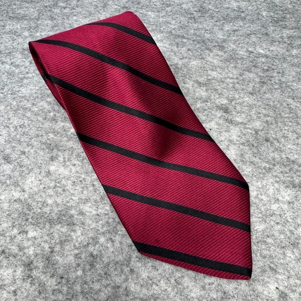Brooks Brothers 346 Pure Silk Necktie Burgundy Black Striped Men's Tie